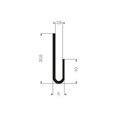 U solid rubber profile 2,6mm - 5x20.5mm (50m)