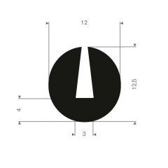 U solid rubber profile 3mm - 12x12mm (100m)