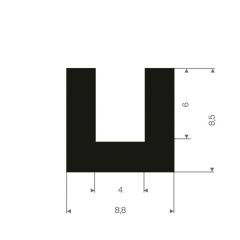 U solid rubber profile 4mm - 6.8x8.5mm (100m)