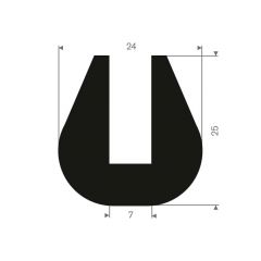 U solid rubber profile 7mm - 24x25mm (25m)