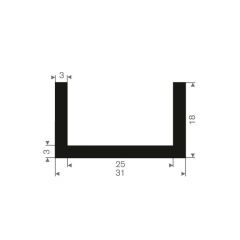 U solid rubber profile 25mm - 31x18mm (25m)