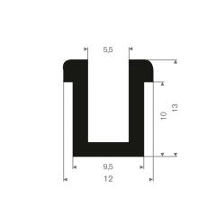 U solid rubber profile 5,5mm 12x13mm (50m)