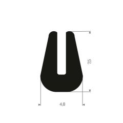 U solid rubber profile 1,5mm 4.8x7.5mm (200m)