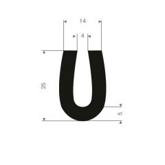 U solid rubber profile 4mm - 14x25mm (30m)