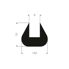 U solid rubber profile 6mm - 14.5x13mm (50m)