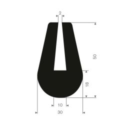 U solid rubber profile 10mm - 30x50mm (20m)