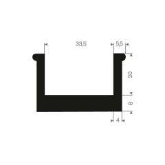 U solid rubber profile 33,5mm - 44.5x28mm (25m)