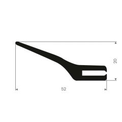 U solid rubber profile 2,5mm - 52x20mm (50m)