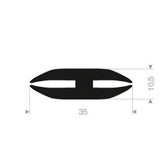 Rubber glazing profile 35x10.5mm (50m)