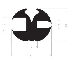 Rubber glazing profile 30x24mm (50m)