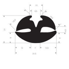 Rubber glazing profile 31.5x21mm (25m)