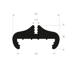 Rubber glazing profile 40x26mm (25m)