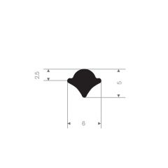 Filler strip rubber glazing profile 5x6 mm (100m)