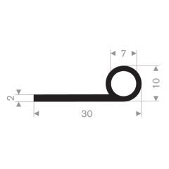 P solid rubber profile  30x10mm (50m)