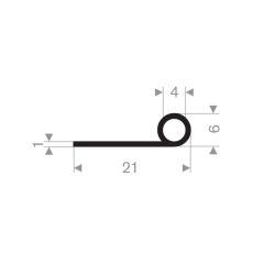 P solid rubber profile 21x6mm (50m)