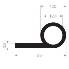 P solid rubber profile 35x17.5mm (50m)