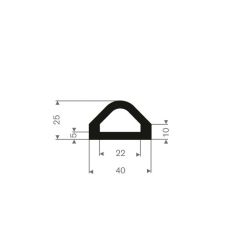 Rubber bumper profile 40x25mm (5m)