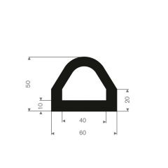 Rubber bumper profile 60x50mm (5m)