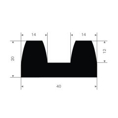 Rubber bumper profile 40x20mm (25m)