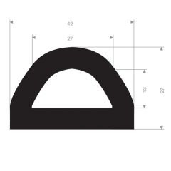 Rubber bumper profile 42x27mm (20m)