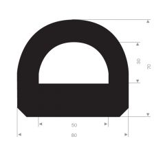 Rubber bumper profile 80x70mm (12.5m)