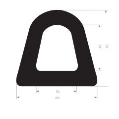 Rubber bumper profile 80x75mm (12.5m)