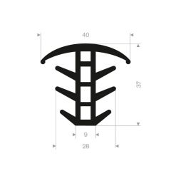 Rubber T profile 28x37mm (25m)