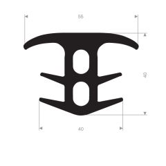 Rubber T profile 55x40mm (15m)