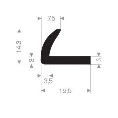 L solid rubber profile 19.5x14.3mm (50m)