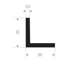 L solid rubber profile 20x20mm (50m)