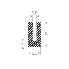 U profile sponge rubber 2.5mm - 8.5x17mm (50m)