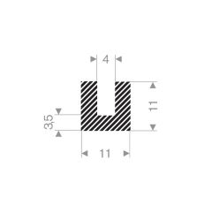 U profile sponge rubber 4mm - 11x11mm  (50m)