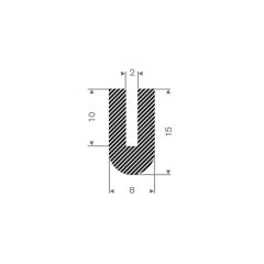 U profile sponge rubber 2mm - 8x15mm (50m)