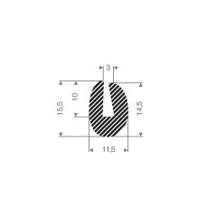 U profile sponge rubber 3mm - 11.5x14.5 (100m)
