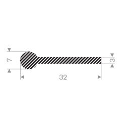 Profil P caoutchouc mousse 32x7mm (50m)