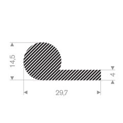 P profile sponge rubber 29,7x14.5mm (25m)