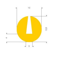 U solid rubber profile 3mm yellow 12x12mm (100m)