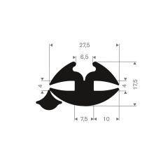 Rubber glazing profile 27.5x17.5mm incl. filler (25m)