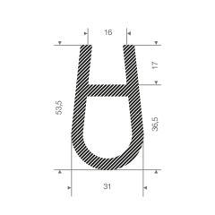 Sponge rubber U-Profile 53,5x31mm (15m)