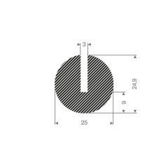 U profile sponge rubber 3mm - 25x25mm (25m)