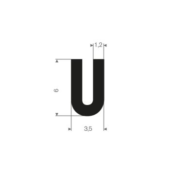Profil en U caoutchouc compact 1mm - 3.5x6mm (100m)