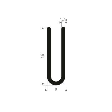 Profil en U caoutchouc compact 3,5mm - 6x19mm (100m)