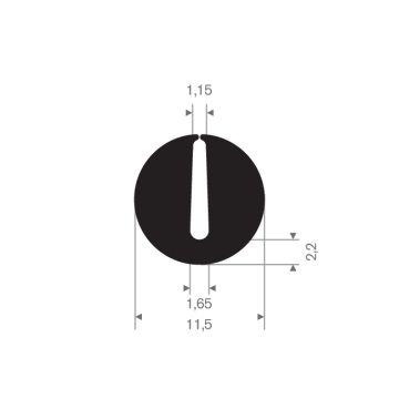 Profil en U caoutchouc compact 1mm - 11.5x11.5mm (50m)