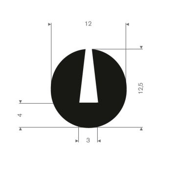 Profil en U caoutchouc compact 3mm - 12x12mm (100m)