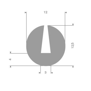 Profil en U caoutchouc compact 3mm grey 12x12mm (100m)