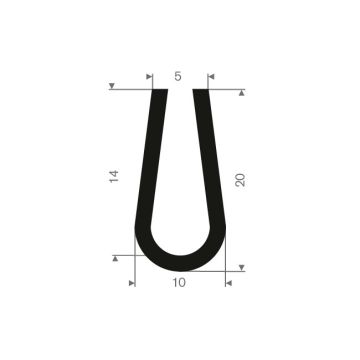 Profil en U caoutchouc compact 5mm - 10x20mm (100m)