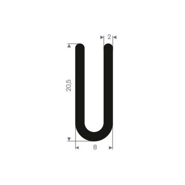 Profil en U caoutchouc compact 4mm - 8x20.5mm (40m)