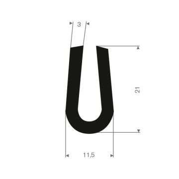 Profil en U caoutchouc compact 5,5mm - 11.5x21mm (50m)