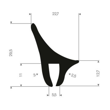 Profil en U caoutchouc compact 5,5mm - 22.7x29.5mm (50m)
