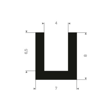 Profil en U caoutchouc compact 4mm - 7x8mm (100m)